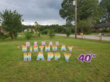 Happy Birthday Letters Sets 14"-16" Tall | Yard Sign Outdoor Lawn Decorations | Happy Birthday Set+Custom Name or Numbers (Rainbow Pattern)