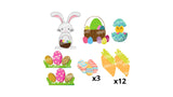 Happy Easter Bunny Sign (24" tall) + 19 Decors (Total 20pcs set)  | Yard Sign Outdoor Lawn Decorations
