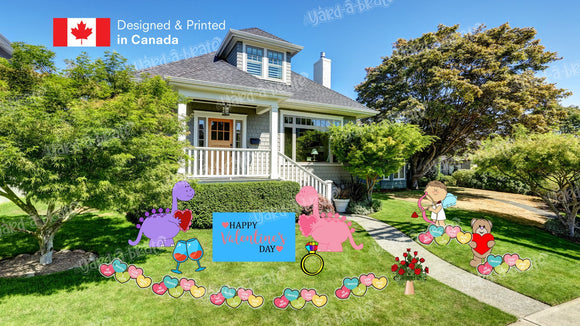 Dinosaur + Valentine's Day Sign (Total 15 pcs) | Yard Sign Outdoor Lawn Decorations