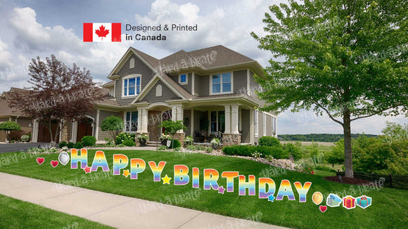 Happy Birthday (Rainbow Style) Letters Yard Card Sets 18