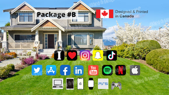 Social Media and Technology Yard Sign - 9pcs or 18pcs | Yard Sign Outdoor Lawn Decorations