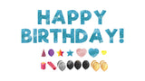 Light Blue Glitter Happy Birthday Letters Yard Card Sets 16" or 24" Tall (Total 36pcs) | Yard Sign Outdoor Lawn Decor | Happy Birthday Set