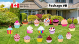 Cup Cake Package - 16" Tall - 8pcs or 17pcs | Yard Sign Outdoor Lawn Decorations