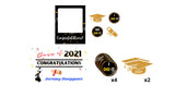 Graduation Male/Female Style Sign and Handheld Photo Frame (Total 12pcs) | Yard Sign Outdoor Lawn Decor | Happy Birthday Set