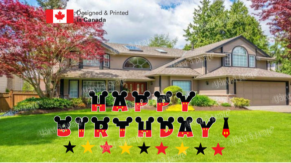 Happy Birthday (Black & Red Mouse Style) Letters Yard Card Sets 18