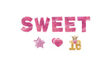 Sweet 16 Pink Package – SWEET 18" Tall + 16&Crown Sign 18" Tall  + Decors 12" Tall (Total 10pcs)  | Yard Sign Outdoor Lawn Decorations
