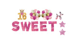 Sweet 16 Pink Glitter Package – SWEET 24" Tall + 16 Crown Sign 24" Tall + Decors (Total 12pcs)  | Yard Sign Outdoor Lawn Decorations