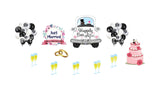 Just Married-02 - Car 24" Tall + Balloons 18" Tall + Decors (Total 11pcs) |Yard Sign Outdoor Lawn Decorations