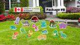 Dinosaur Signs Package – Dinosaur 12”-24" Tall + Park Sign 18" Tall + Decors  (Total 9pcs or 17pcs) |Yard Sign Outdoor Lawn Decorations