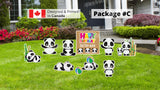 Panda Sign Package - Panda 10"-18" Tall + Balls (Total 10 or 11pcs)  | Yard Sign Outdoor Lawn Decorations