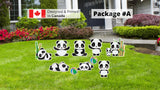 Panda Sign Package - Panda 10"-18" Tall + Balls (Total 10 or 11pcs)  | Yard Sign Outdoor Lawn Decorations
