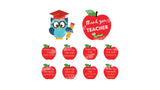 Thank you Teacher (8 Messages) Sign Package – Apple Sign & Teacher Owl  24” Tall + Decors  (Total 10pcs)   | Yard Sign Outdoor Lawn Decor