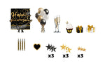 Happy Anniversary - Gold Black Style Package (Total 20pcs)  | Birthday Yard Sign (Y-0227)