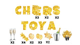 Cheers To Years Package (Total 28pcs)  | Yard Sign Outdoor Lawn Decorations | Yardabrate Designer Series | Professional Installer Kit