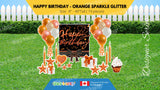 Happy Birthday - Orange Sparkle Glitter Style Package (Total 19 pcs)  | Yard Sign Outdoor Lawn Decorations | Yardabrate Designer Series