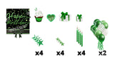 Happy Birthday - Green Fine Glitter Style Package (Total 19 pcs)  | Yard Sign Outdoor Lawn Decorations | Yardabrate Designer Series