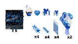 Happy Birthday - Blue Sparkle Glitter Style Package (Total 19 pcs)  | Yard Sign Outdoor Lawn Decorations | Yardabrate Designer Series