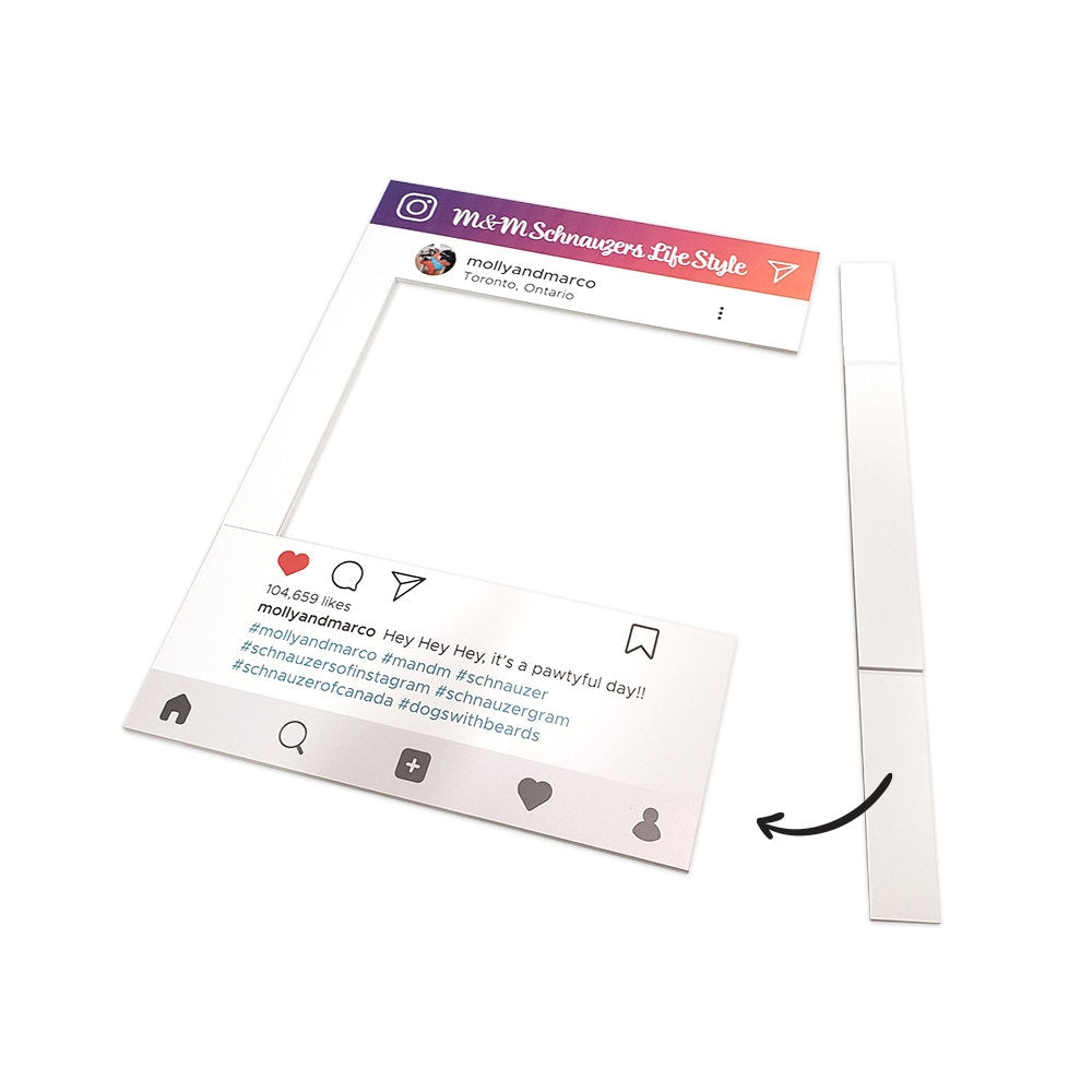 Custom Printed for Social Media Instagram /Facebook Selfie Frame Cutout, Marketing Photo Booth Prop in Foamcore material | Ship Flat Design