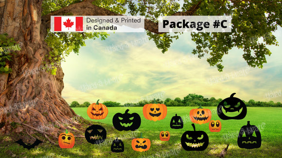 Halloween Pumpkins Yard Decoration (Total 7 pcs or 14 Pcs) | Yard Sign Outdoor Lawn Decorations | Happy Halloween Series | Made in Canada