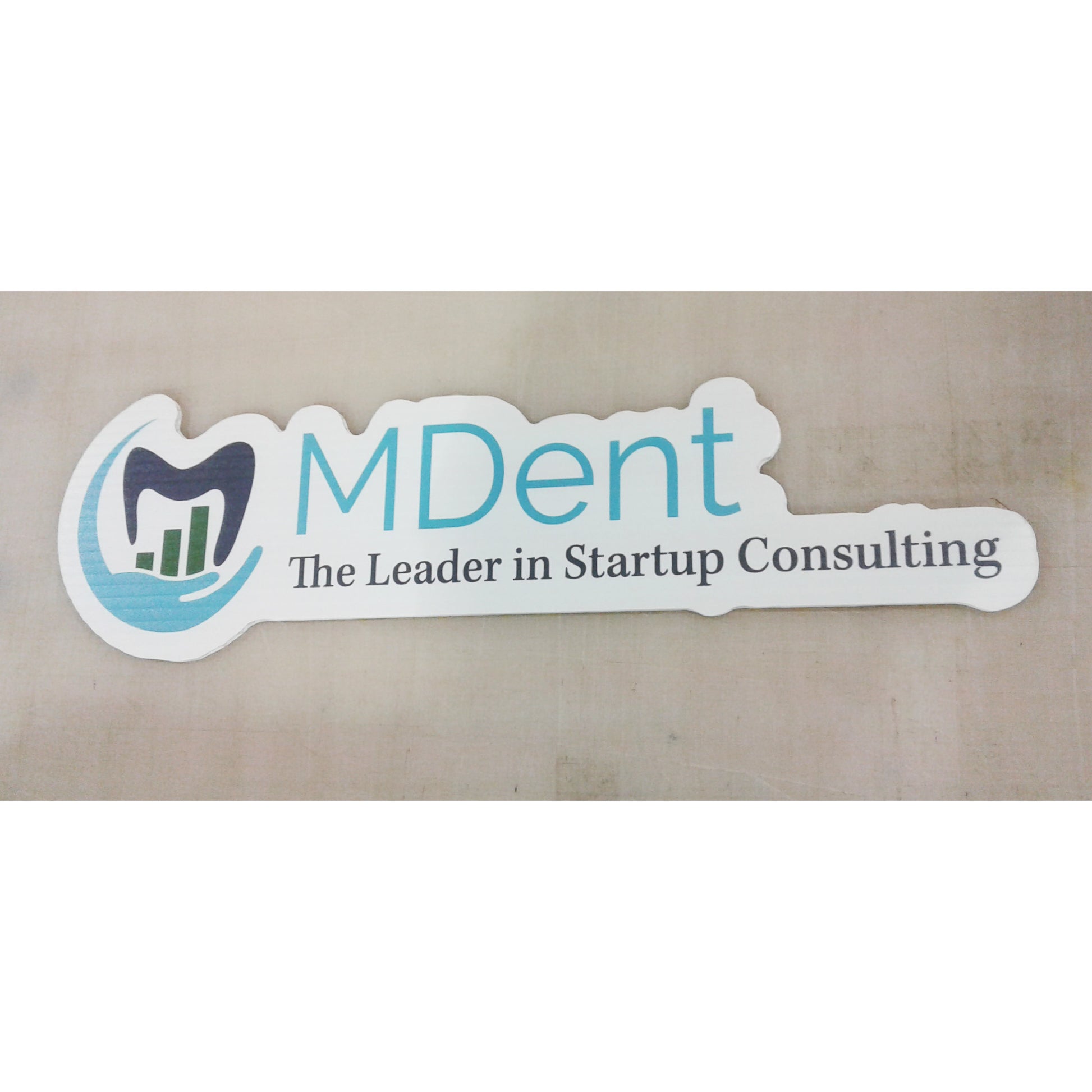 Large 47x31 inch custom printed company logo shape-cut for an exhibition display.