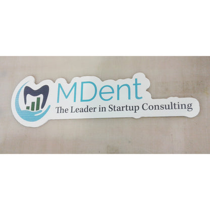 Large 47x31 inch custom printed company logo shape-cut for an exhibition display.